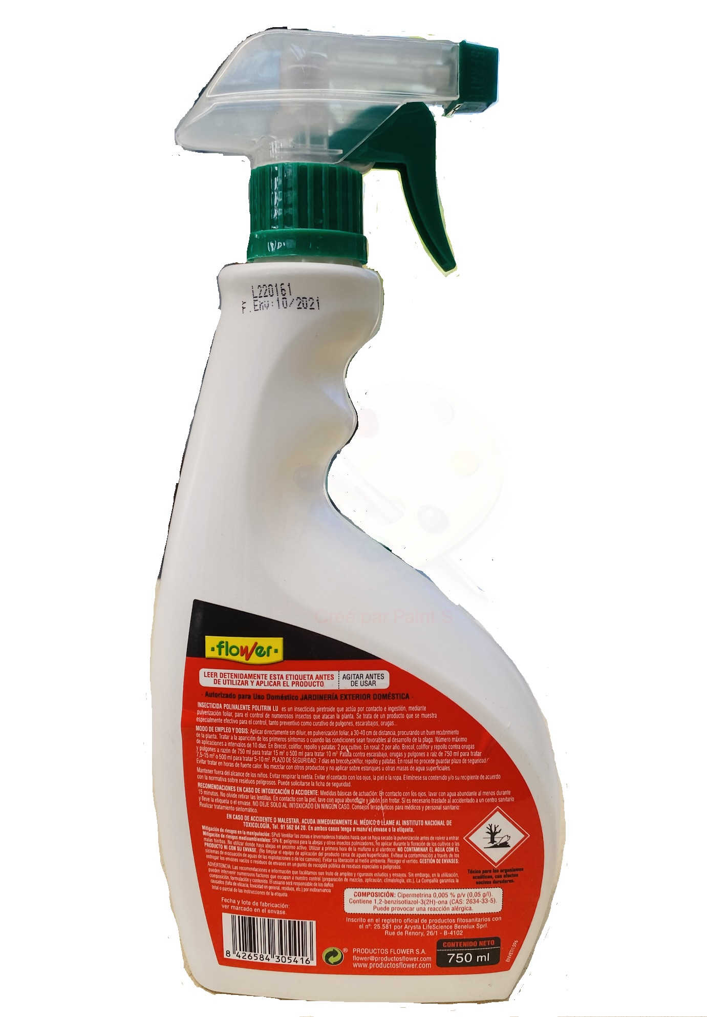 Antipulgues Pistola insecticida polivalent Flower 750 mL - Imatge 2